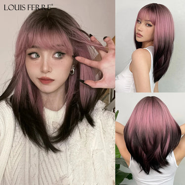 LOUIS FERRE Black Pink Ombre Synthetic